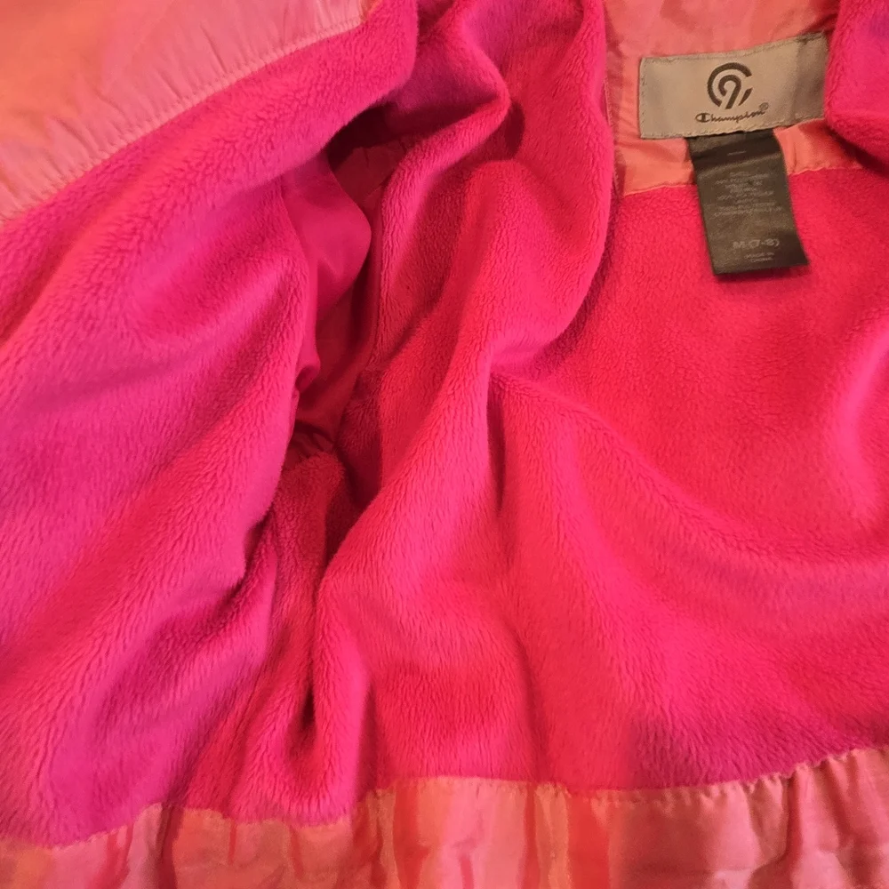 Champion Pink Hooded Quilted  Puffer Coat Jacket Kids Girls M 7-8
